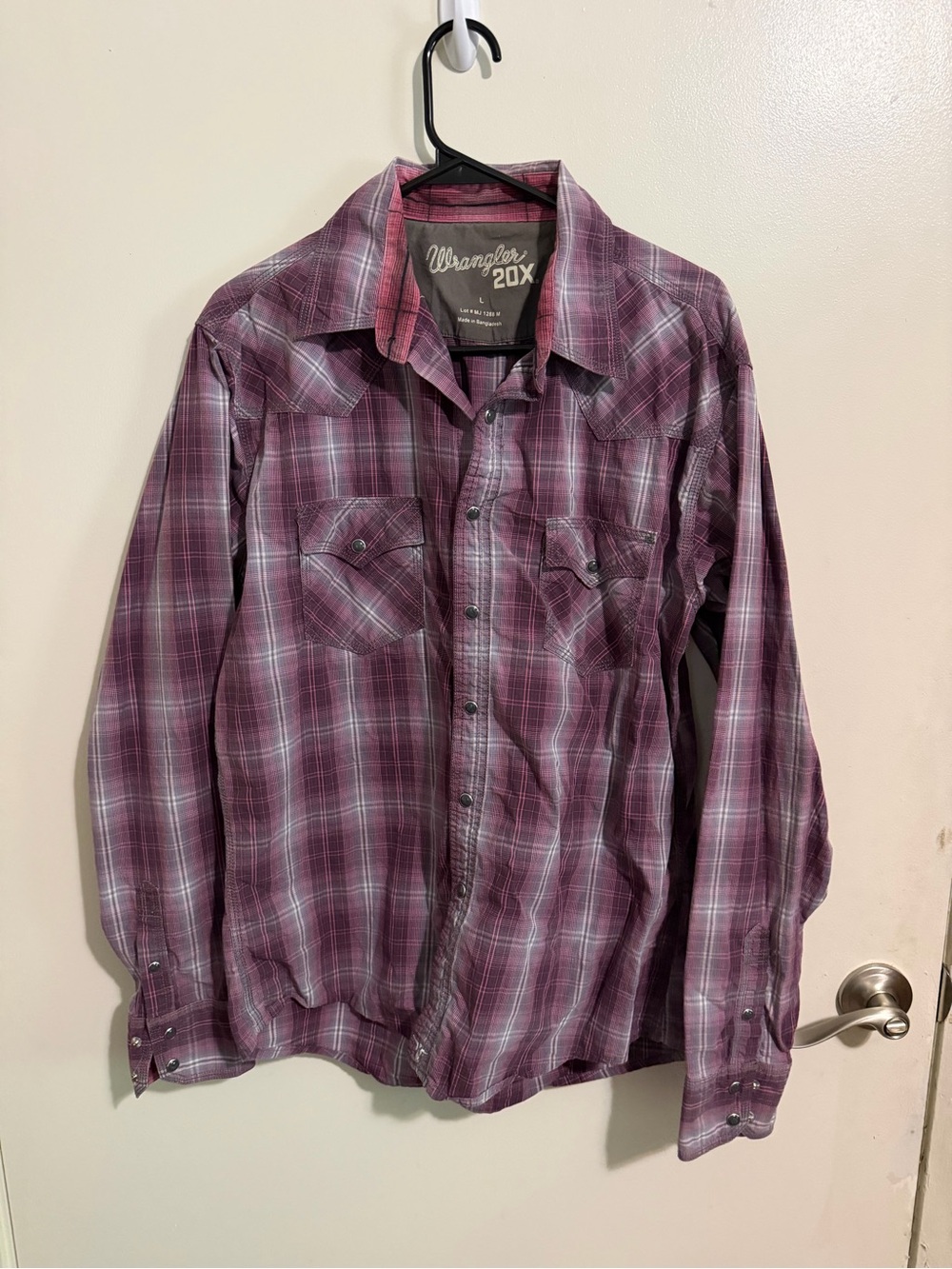 Wrangler Purple Plaid Western Shirt